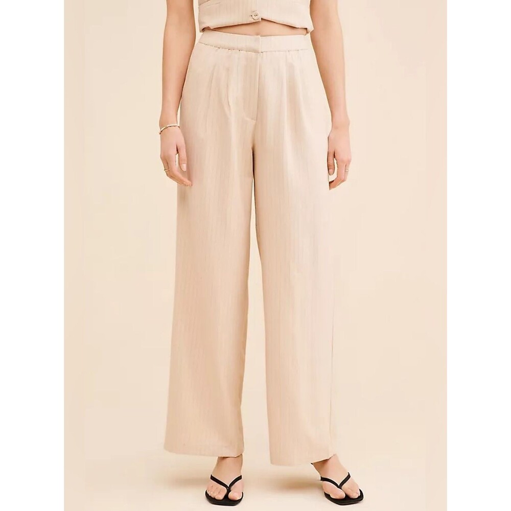 WeWoreWhat x Revolve Neutral Tailored Straight Leg Trouser 12 Career Wear